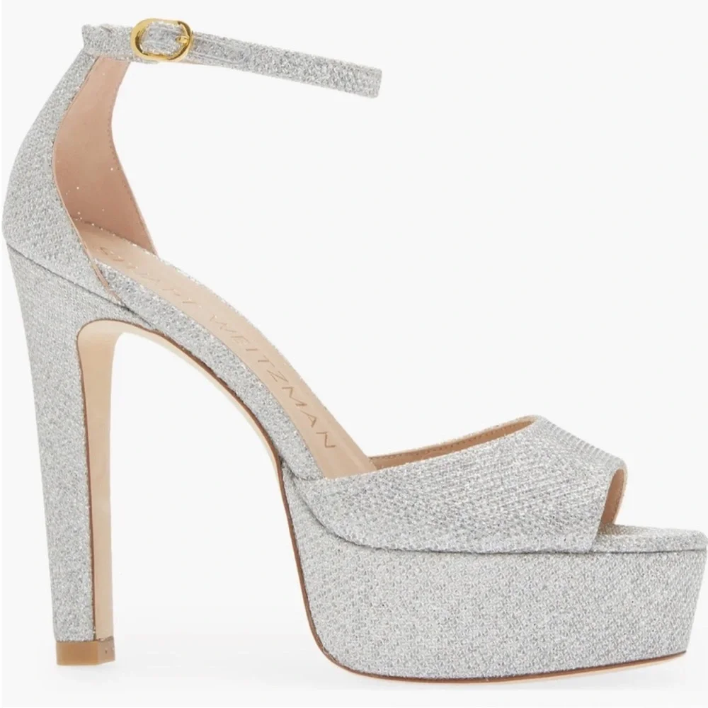 🌹STUART WEITZMAN🌹 Disco Platform Sandal In Silver Size: 9.5